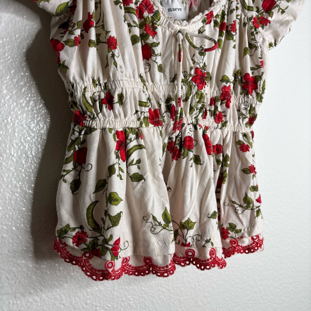 Anthropologie Maeve Short-Sleeve Sweetheart-Neck Peplum Top size Medium Petite - Picture 5 of 9